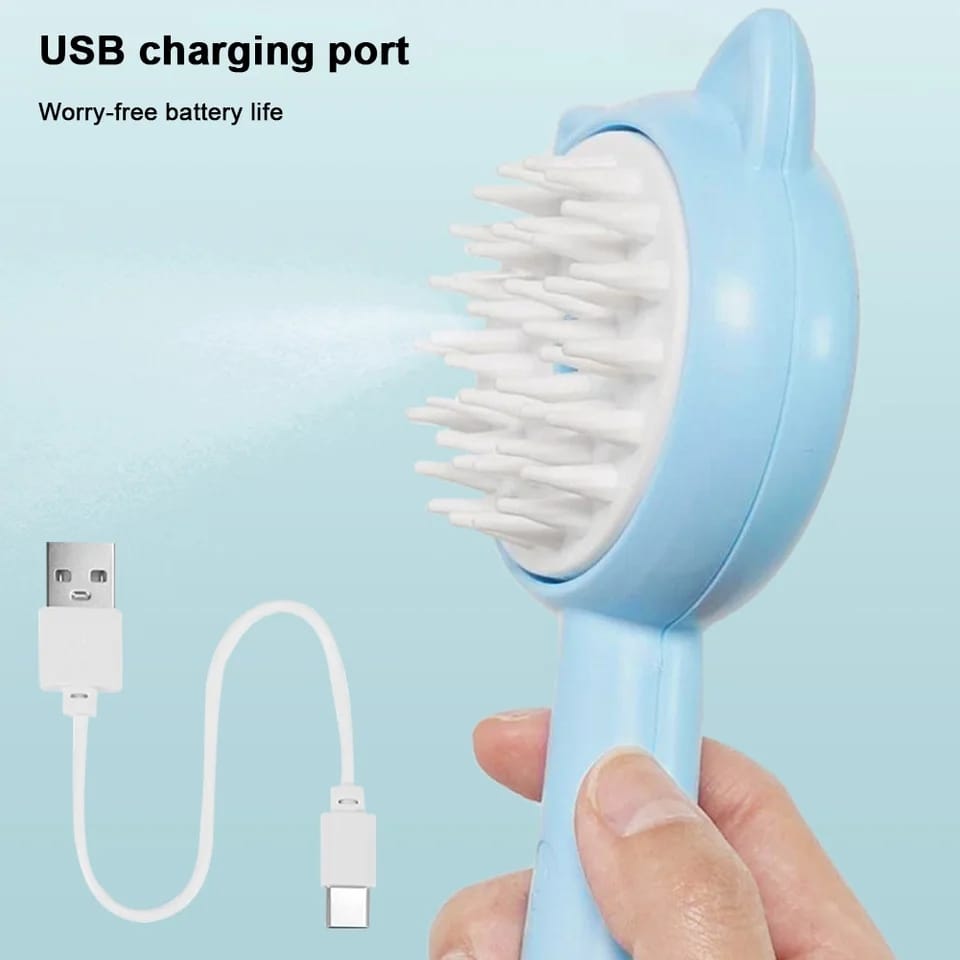 🐾 Cepillo Recargable a Vapor | Masaje, Limpieza Profunda y Pelo Brillante (Apto Perros y Gatos)