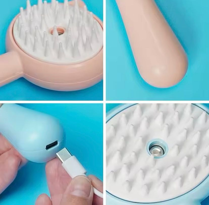 🐾 Cepillo Recargable a Vapor | Masaje, Limpieza Profunda y Pelo Brillante (Apto Perros y Gatos)