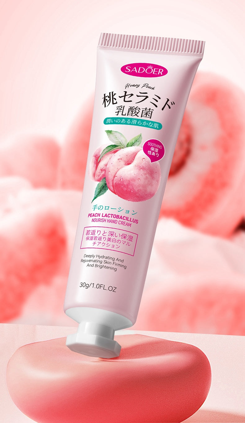 🍑 Crema de Manos SADOER Durazno y Lactobacillus | Suavidad de Lujo y Efecto Juventud (30 ml)